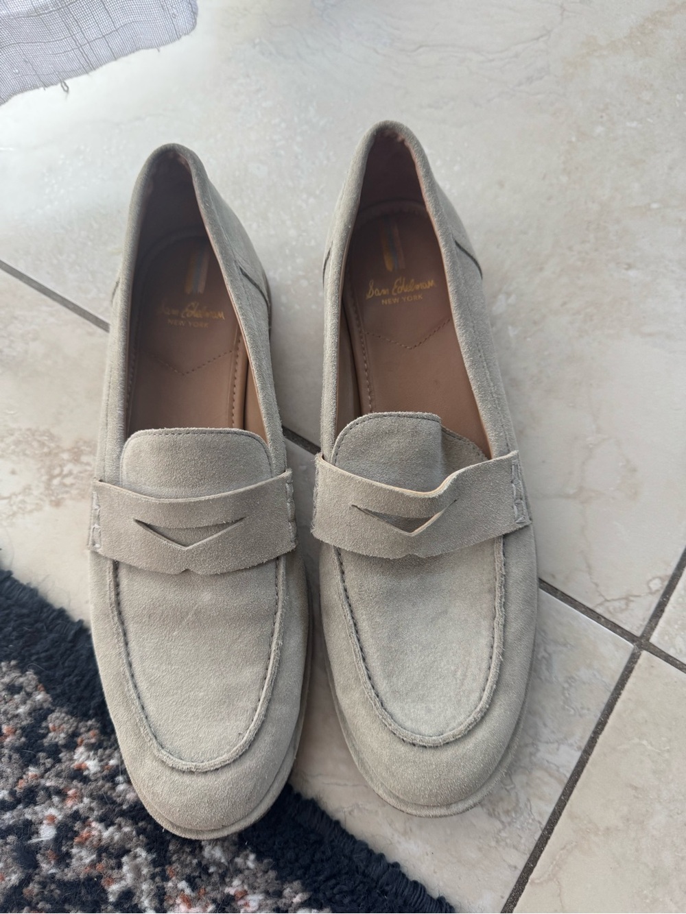 Sam Edelman Suede Penny Loafers in Light Taupe